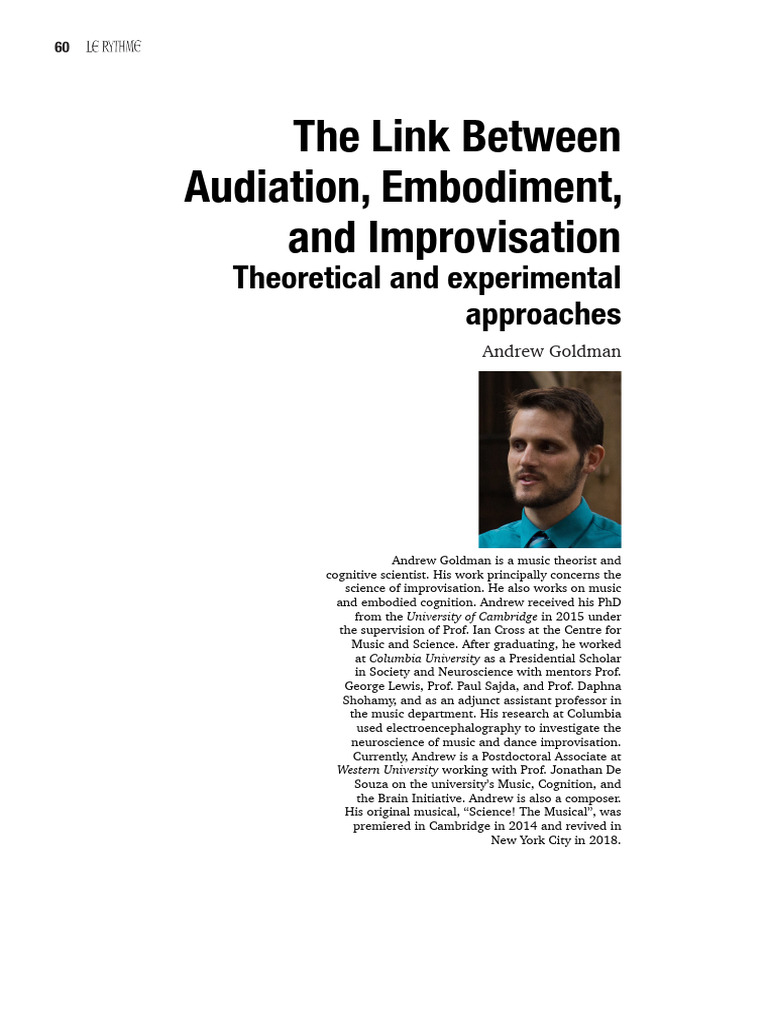Audiation, Embodiment, and Improvisation | PDF | Embodied Cognition ...
