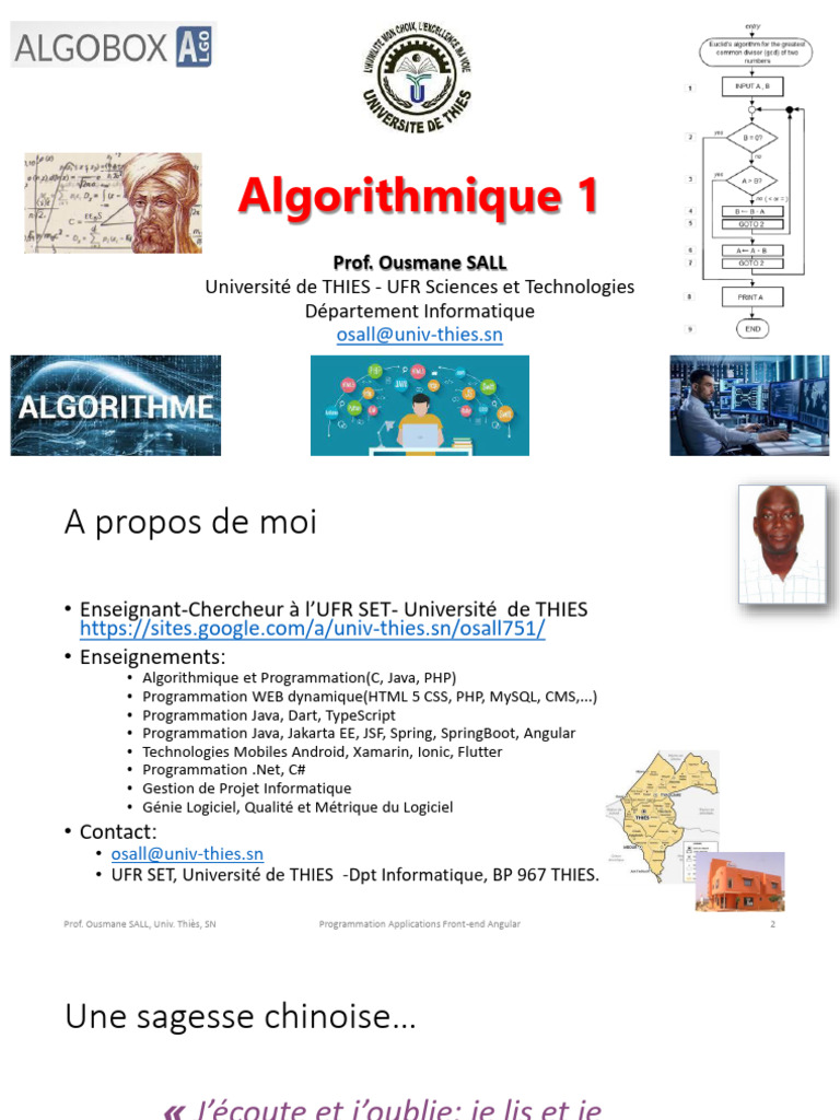Algorithmique 1 - UFR SET Université Thies | PDF | Programmation ...