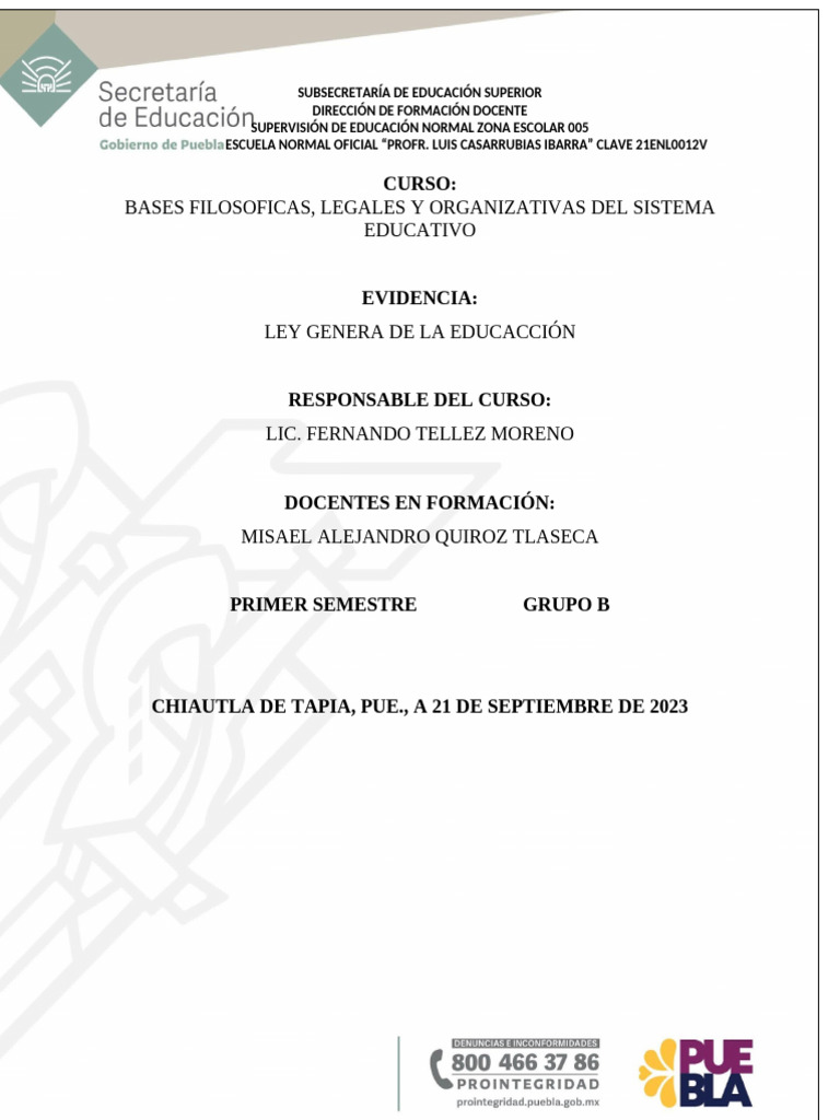 Ley General de Edacacion | PDF | Educación de la primera infancia