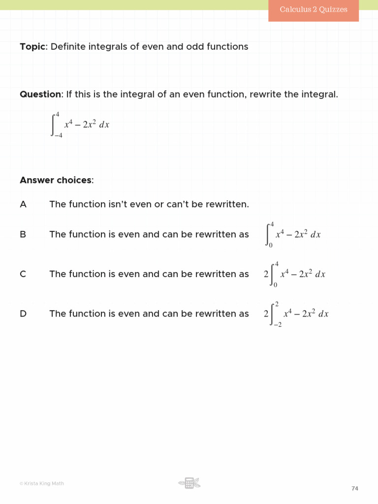 03 Definite Integrals of Even and Odd Functions | PDF | Integral ...