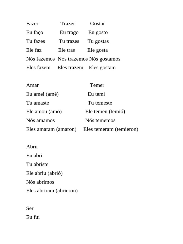 Conjugação de Verbos em Português | PDF