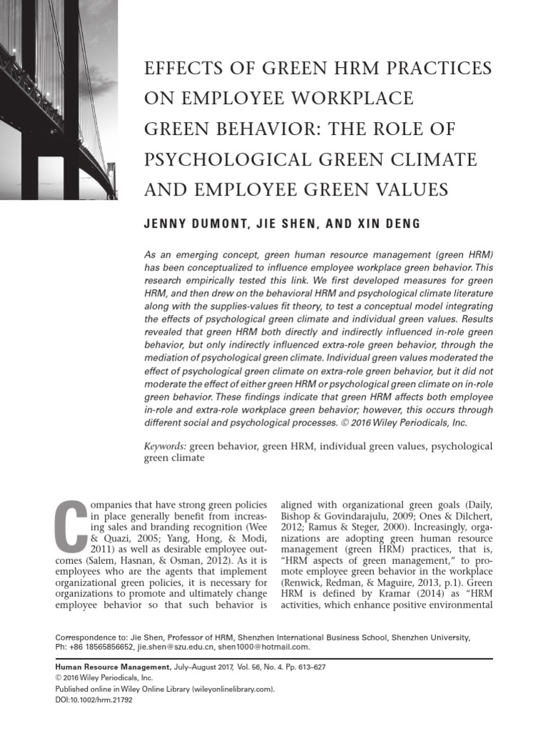 Green HRM's Impact on Employee Behavior | PDF | Human Resource ...