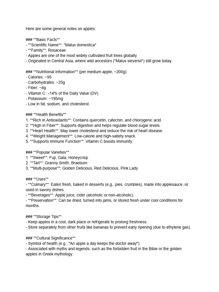 Here Are Some General Notes On Apples | PDF