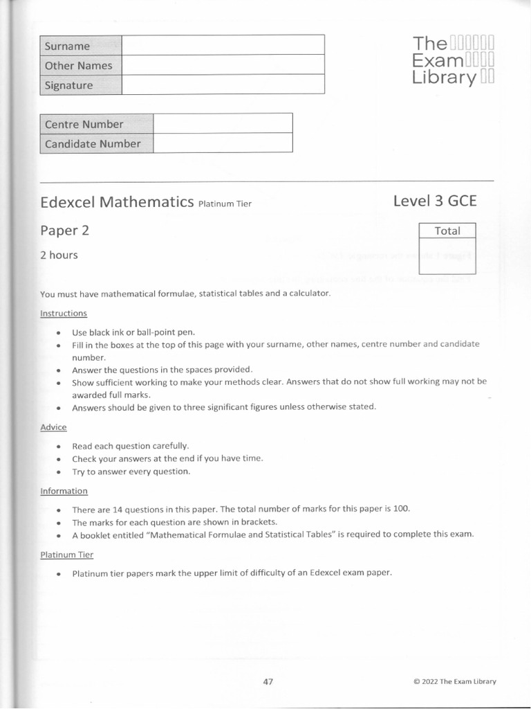 Edexcel A Level Practice Paper 2 | PDF