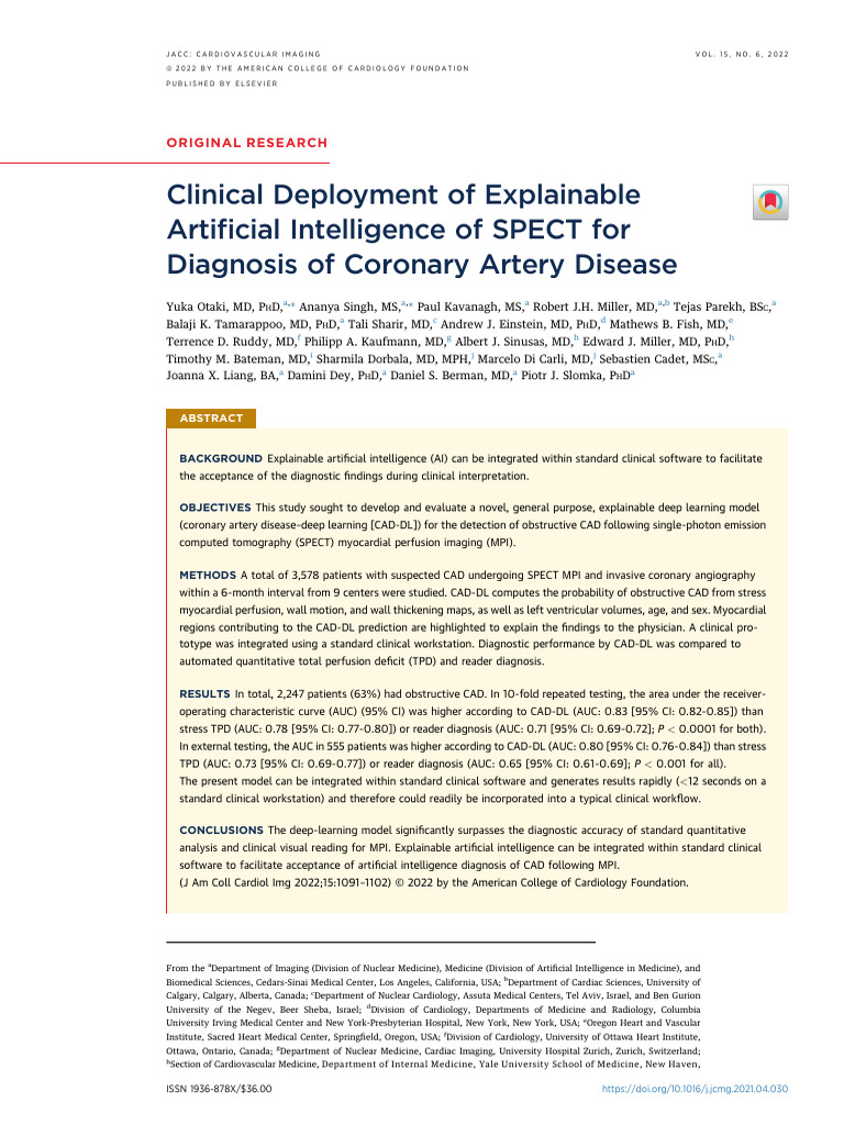 Explainable AI for SPECT CAD Diagnosis | PDF | Clinical Medicine ...