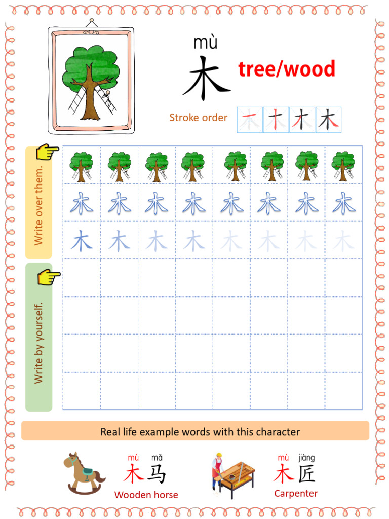 Stroke Order and Uses of 木 Character | PDF