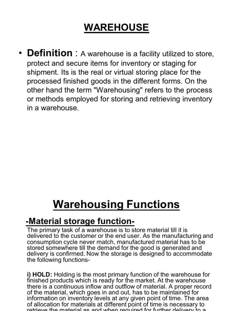 Understanding Warehouse Definitions | PDF