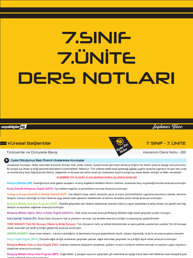 7.S%C4%B1n%C4%B1f 7.%C3%9Cnite Ders Notu | PDF