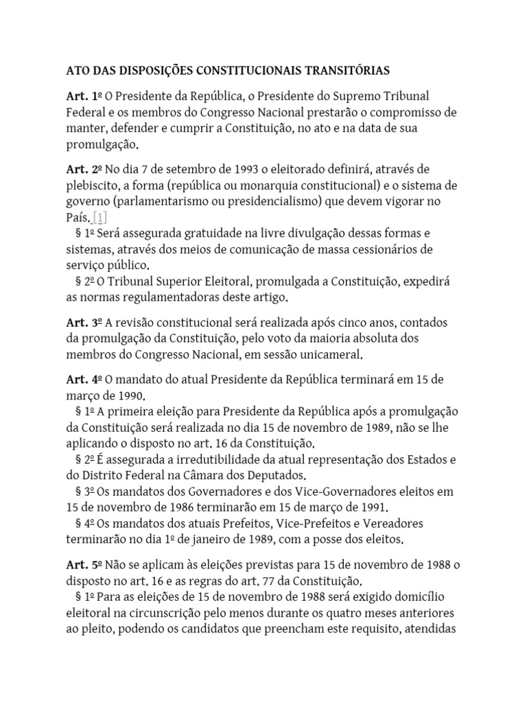 Disposições Constitucionais Transitórias | PDF | Eleições | Emenda ...