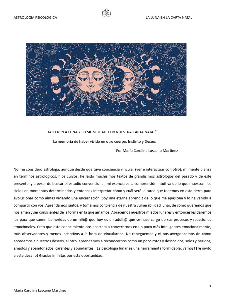 Taller La Luna y Su Significado en Una Carta Natal (1) | PDF | Zodíaco ...