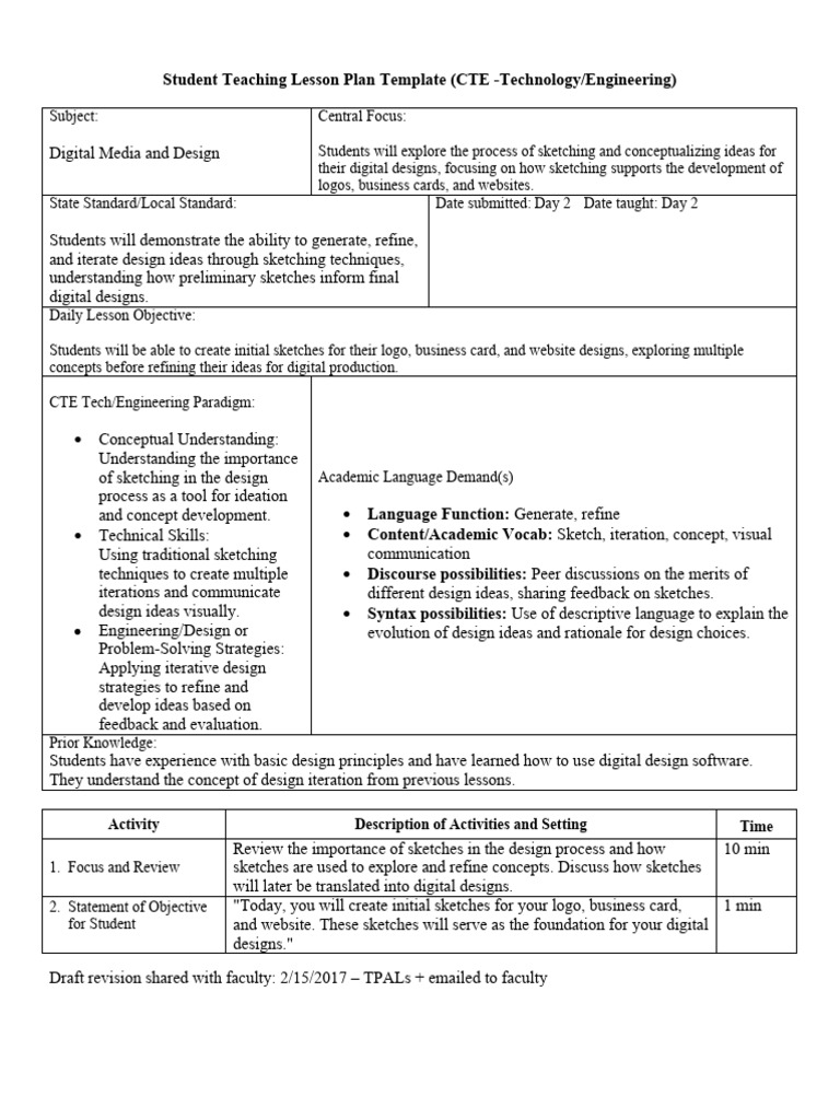 Cte Tech Engineering Edtpa Lp 2 Pdf Design Learning
