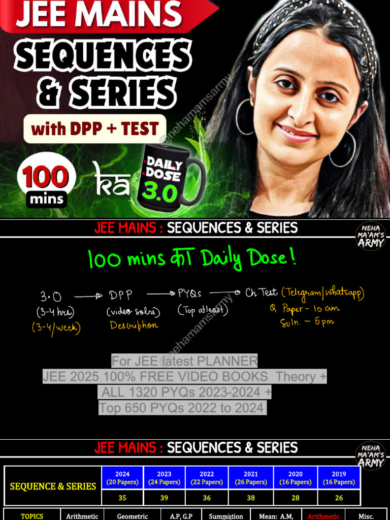 JEE Mains 2025: Sequences & Series Guide | PDF | Sequence | Mean