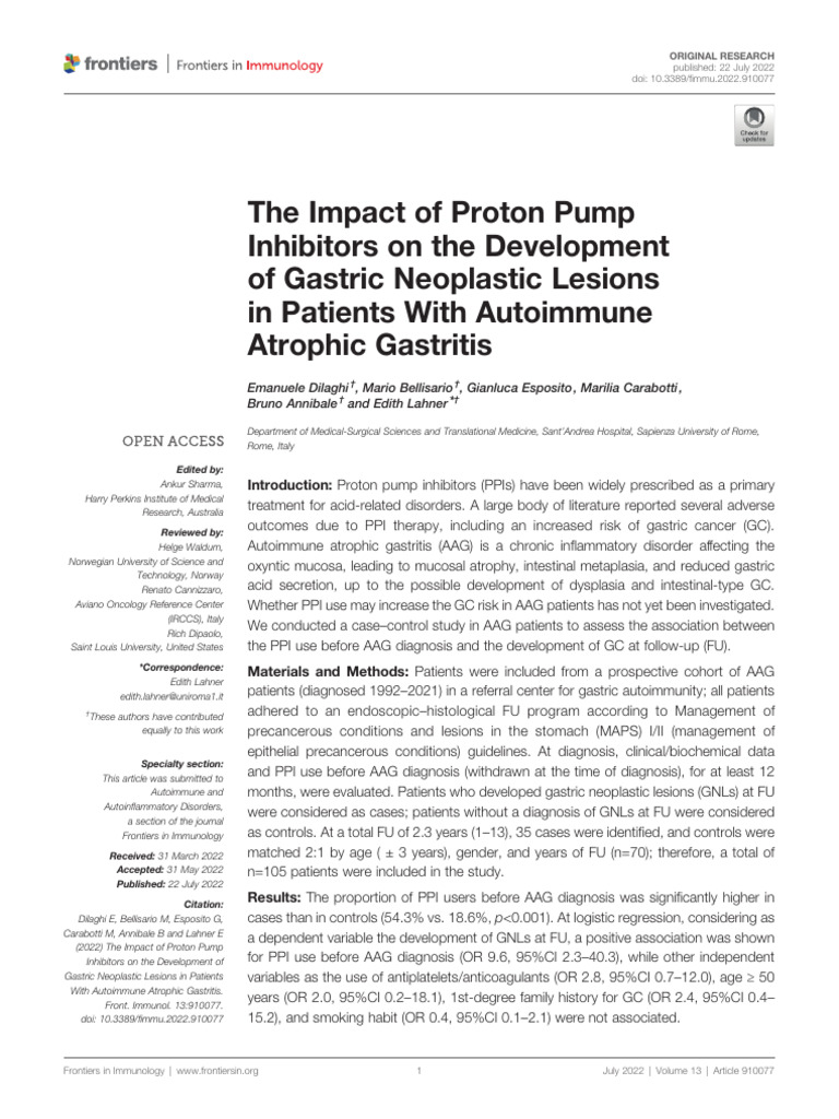 The Impact of Proton Pump Inhibitors On The Development of Gastric ...