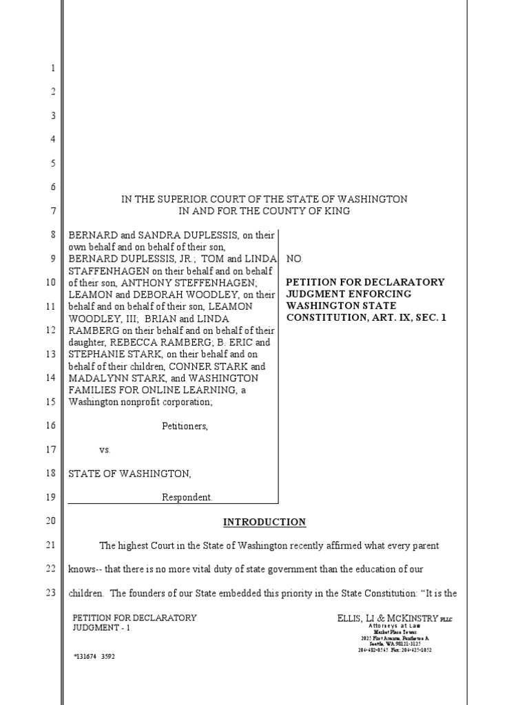 Petition for Declaratory Judgement State School Educational Technology