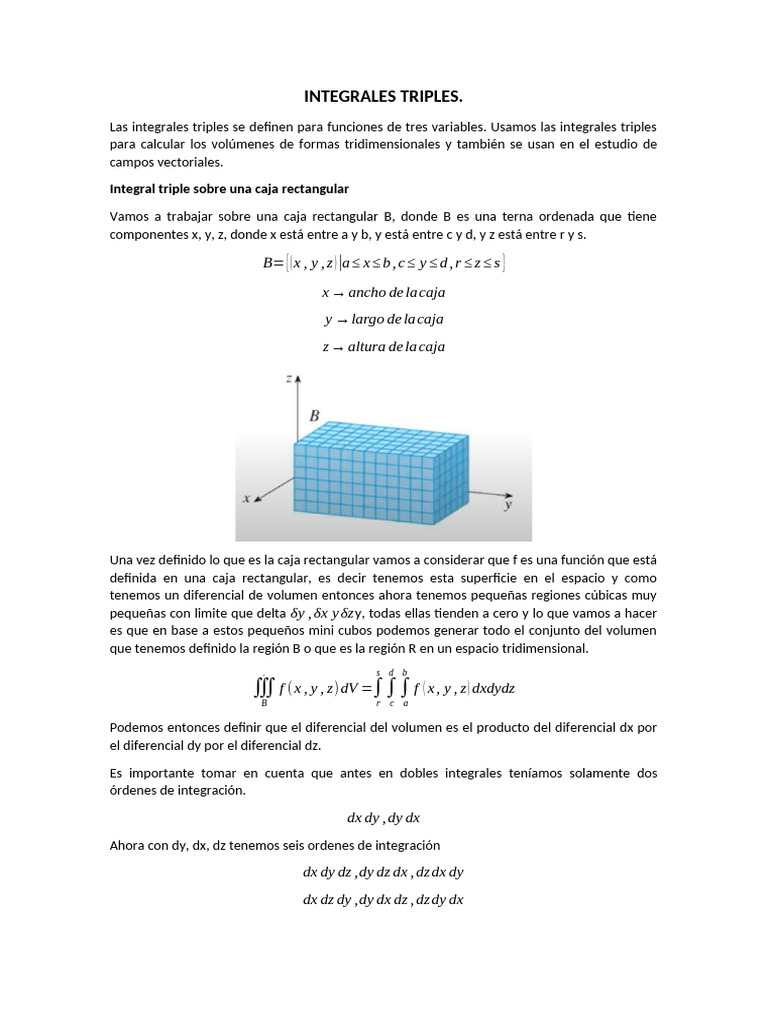 Integrales triples: cálculo de volúmenes | PDF | Integral | Álgebra lineal