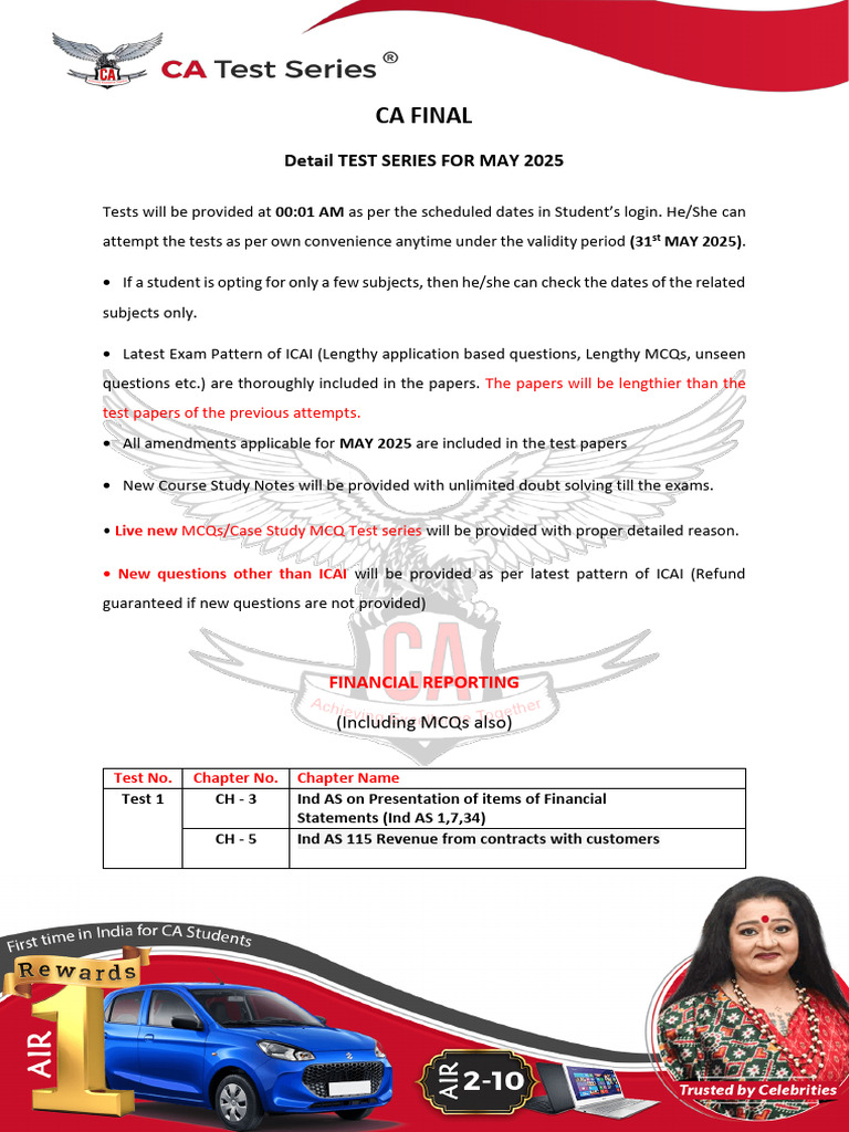CA Final Detailed Test Series Unscheduled May 2025 1731571840 | PDF ...
