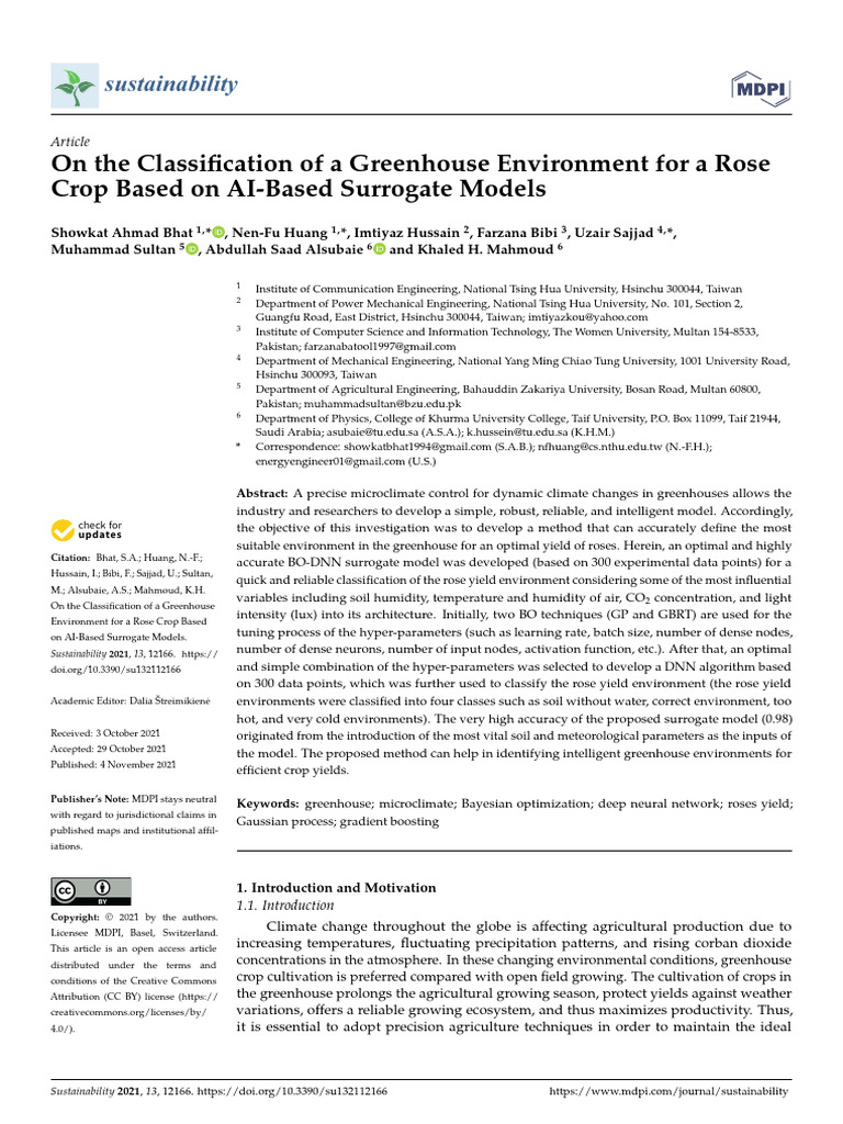 Sustainability 13 12166 | PDF | Agriculture | Deep Learning