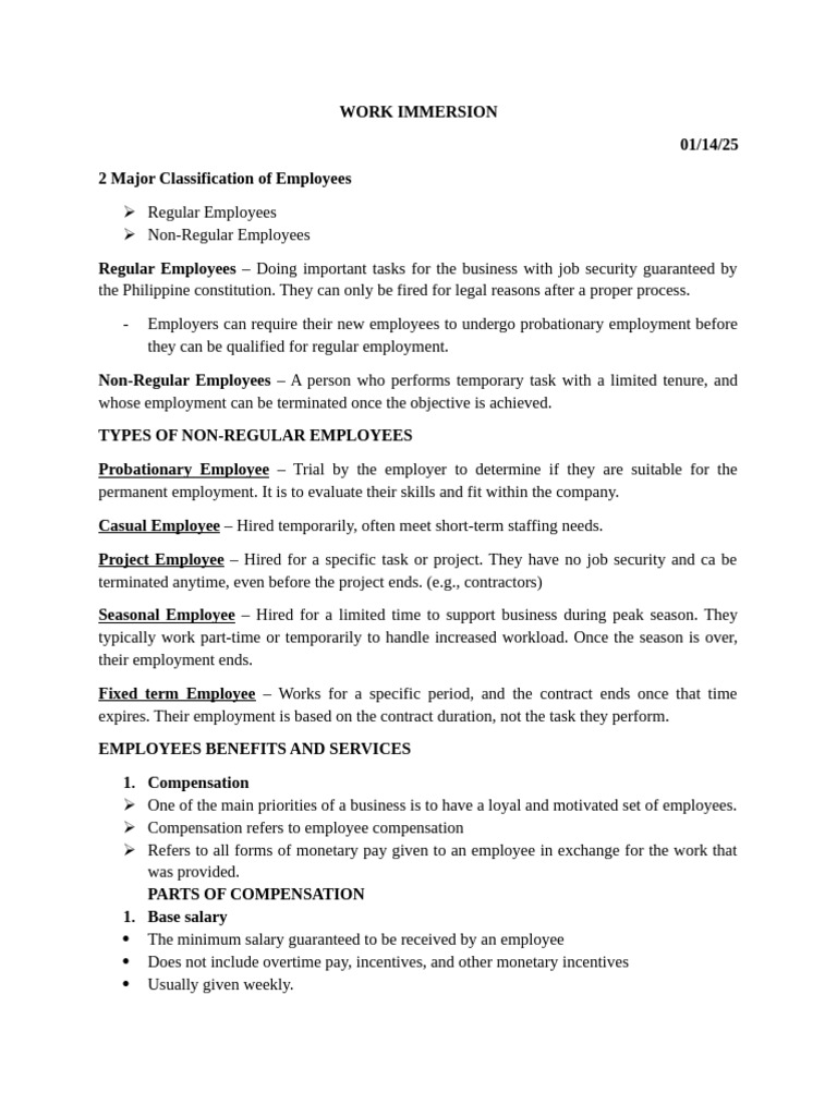 Employee Classification and Benefits Guide | PDF