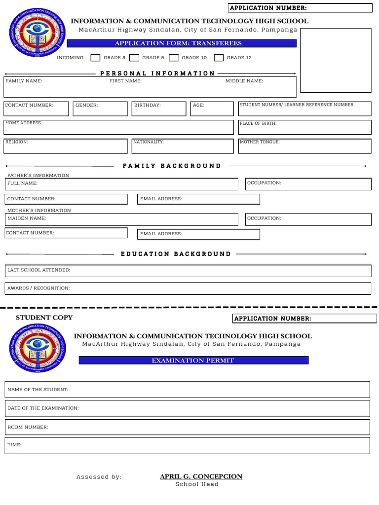 Application Form For Transferees | PDF
