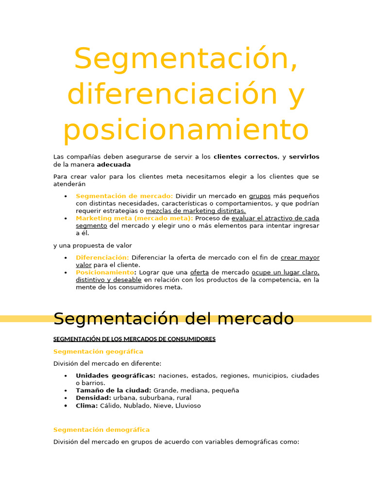Estrategias de Segmentación y Posicionamiento | PDF | Marketing ...