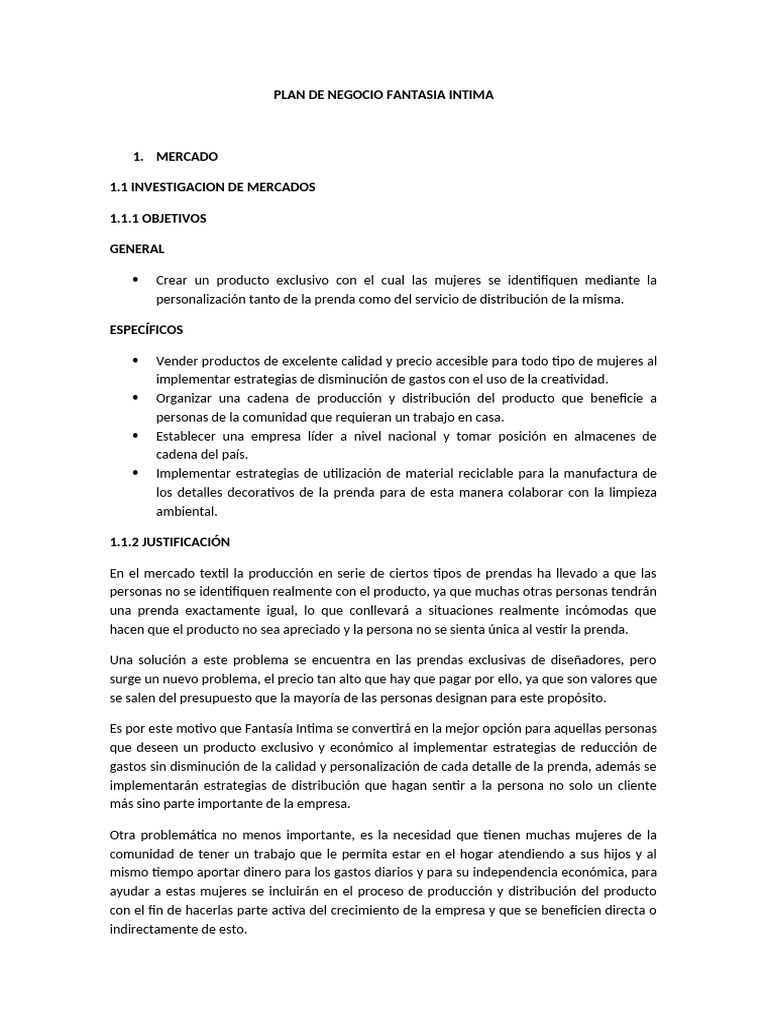 PLAN DE NEGOCIO | PDF | Business | Presupuesto