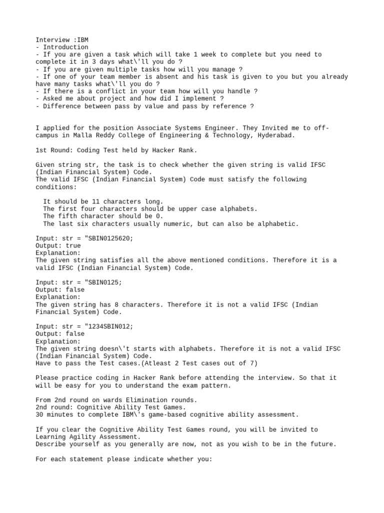 Interview IBM | PDF | String (Computer Science) | Cognitive Science