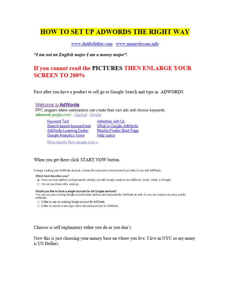 Set Up AdWords for Success Guide | PDF | World Wide Web | Internet & Web
