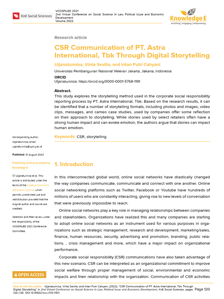 Astra's CSR Digital Storytelling | PDF | Corporate Social ...