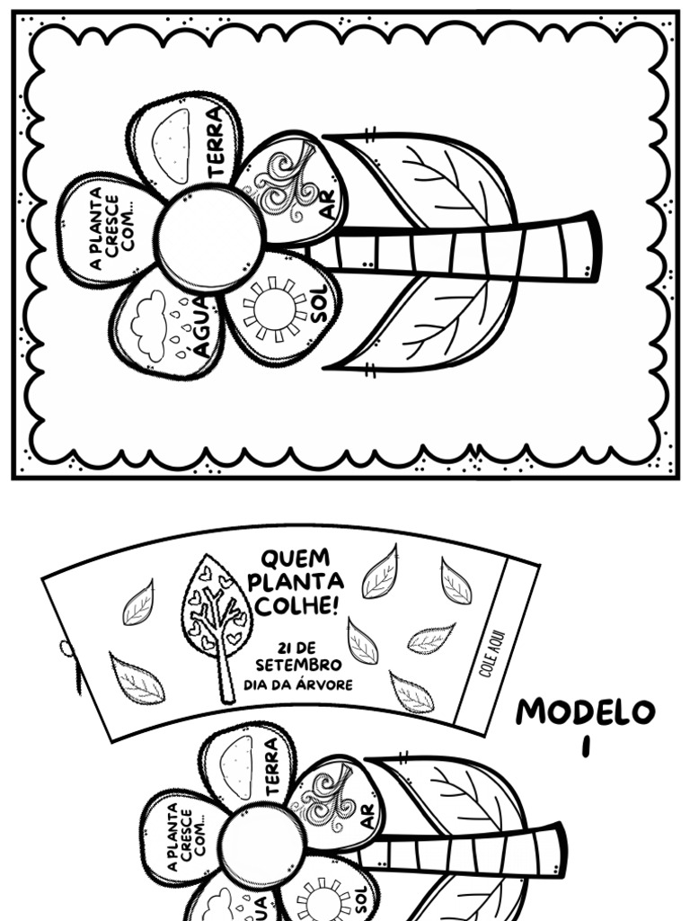 Jardim No Copo para Colorir | PDF, image size:768x1024