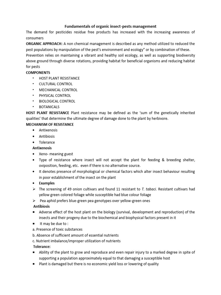 Organic Insect Pest Management Strategies | PDF | Genetically Modified ...