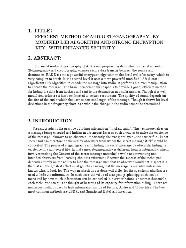Enhanced Audio Steganography Method | PDF | Cryptography | Secure ...