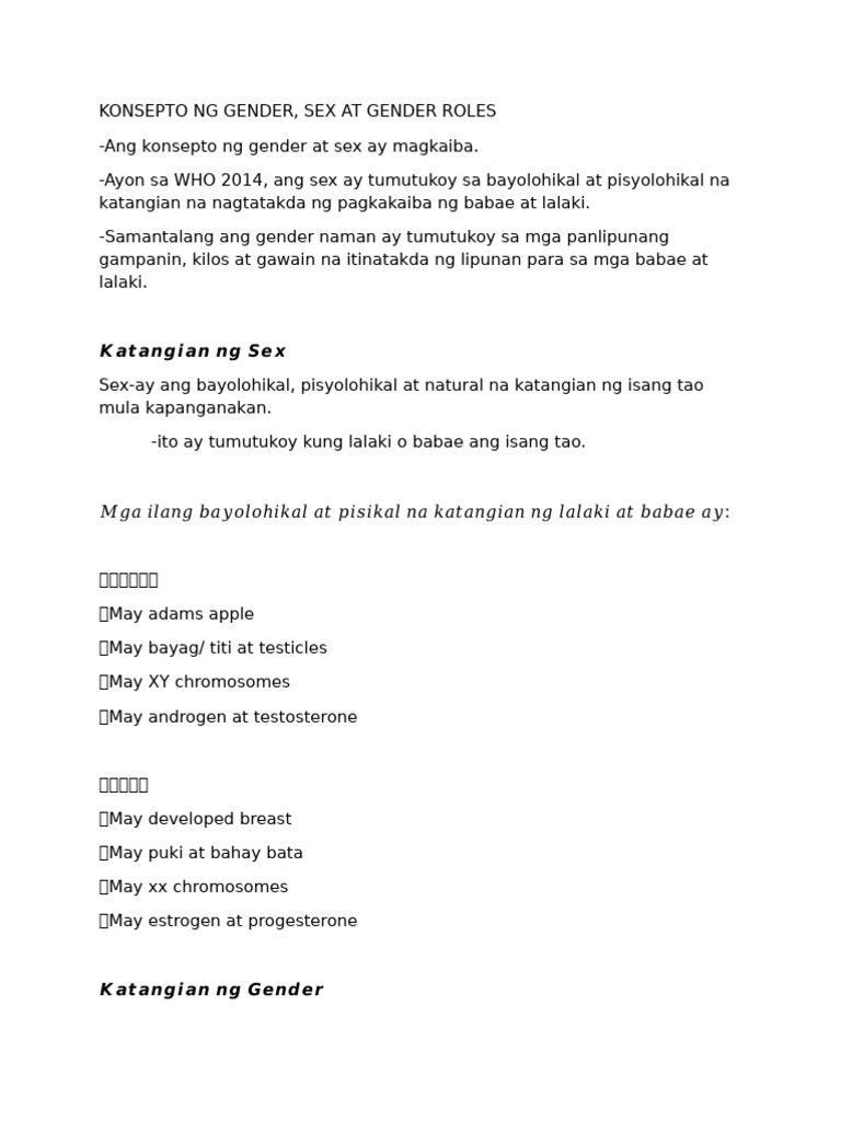 Gender, Sex & Gender Roles | PDF