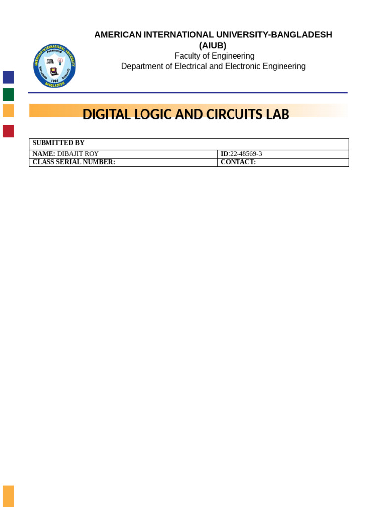 Digital Logic Gates Lab Report AIUB | PDF | Logic Gate | Digital ...