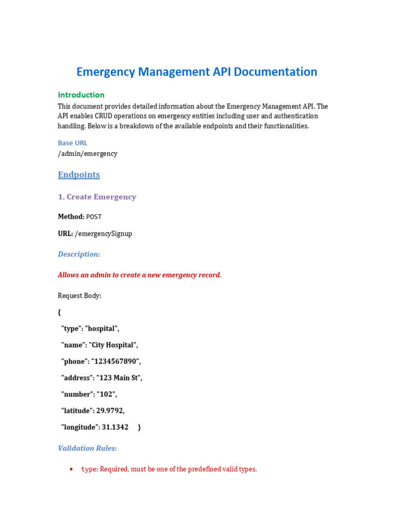 Emergency Management API Documentation | PDF | Computing | Information ...