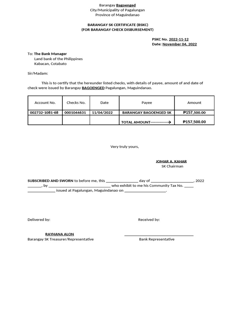 SK Check Advise - 11042022 | PDF
