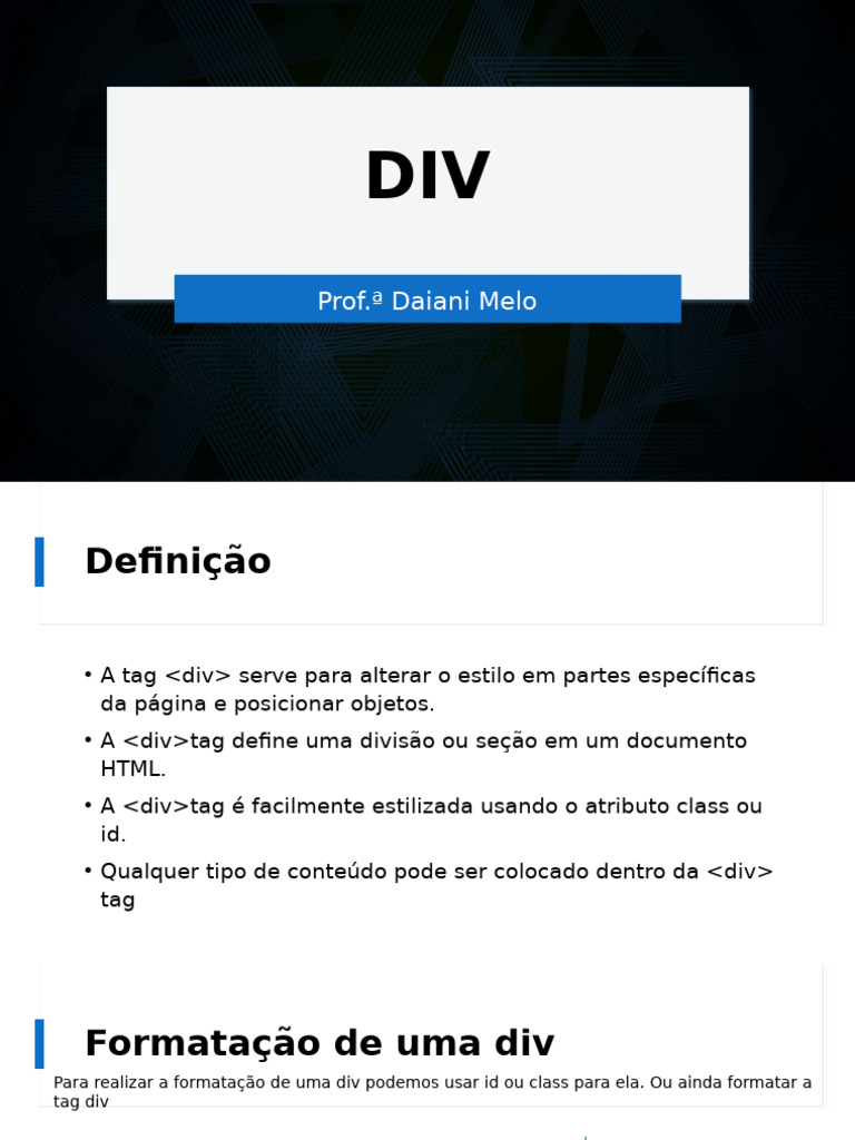 Como Usar a Tag em HTML e CSS | PDF