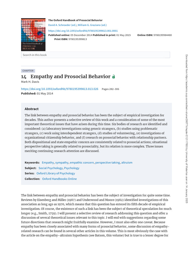 Prosocial B Ch14 | PDF | Empathy | Sympathy