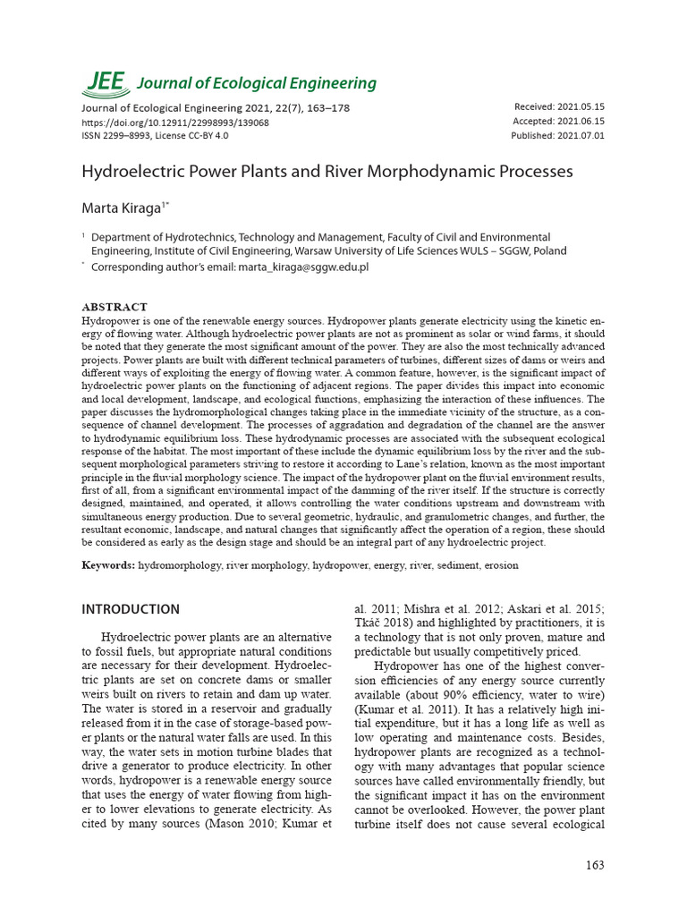 Hydroelectric Power Plants and River Morphodynamic ProcessesJournal of ...