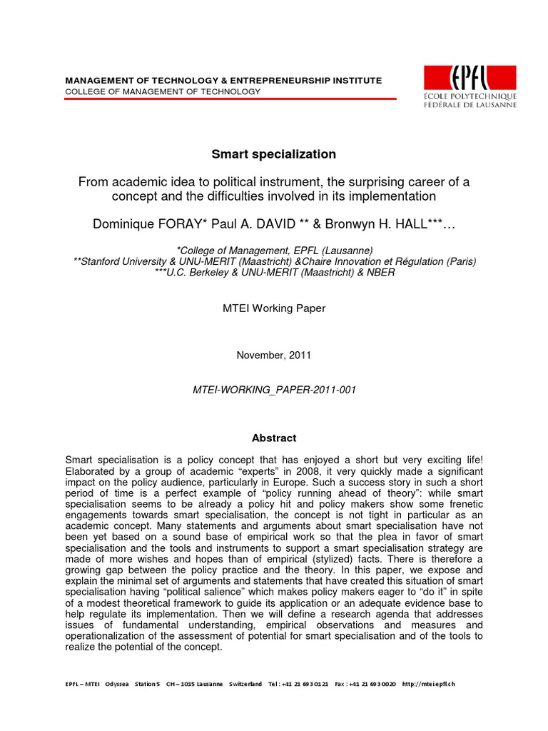 Smart Specialisation: Policy and Theory | PDF | Entrepreneurship ...
