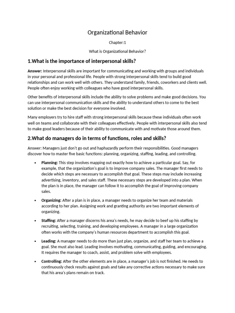Understanding Organizational Behavior Basics | PDF | Employment ...
