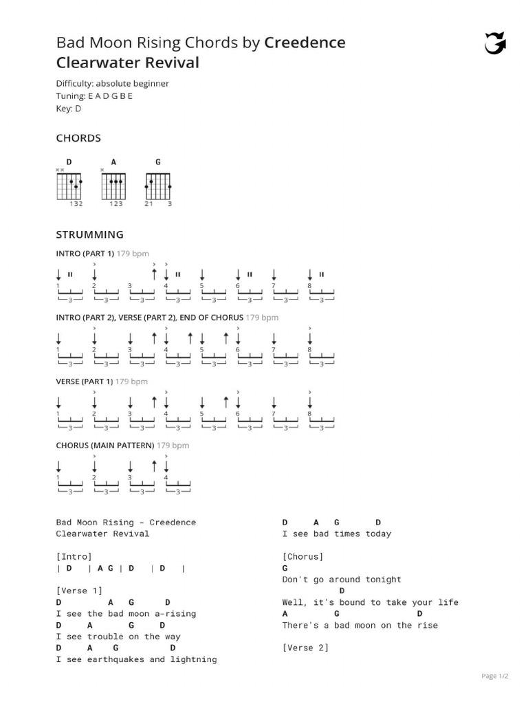 Bad Moon Rising Chords | PDF