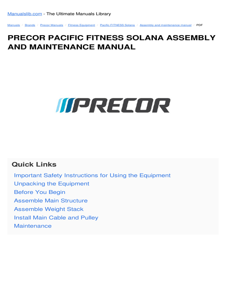 Solana Home Gym Assembly Manual | PDF | Screw
