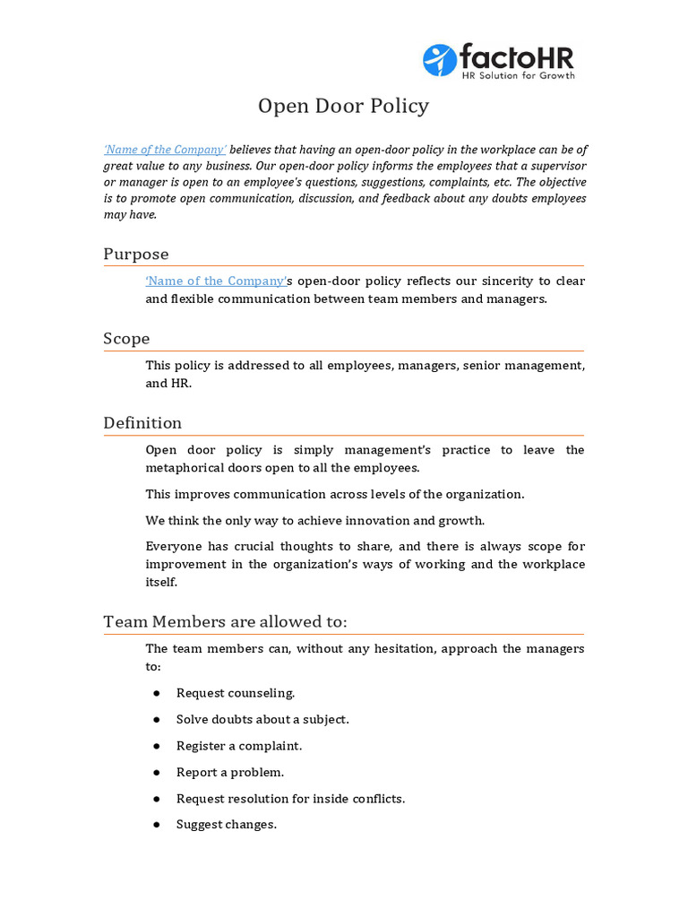 Open Door Policy for Effective Communication | PDF