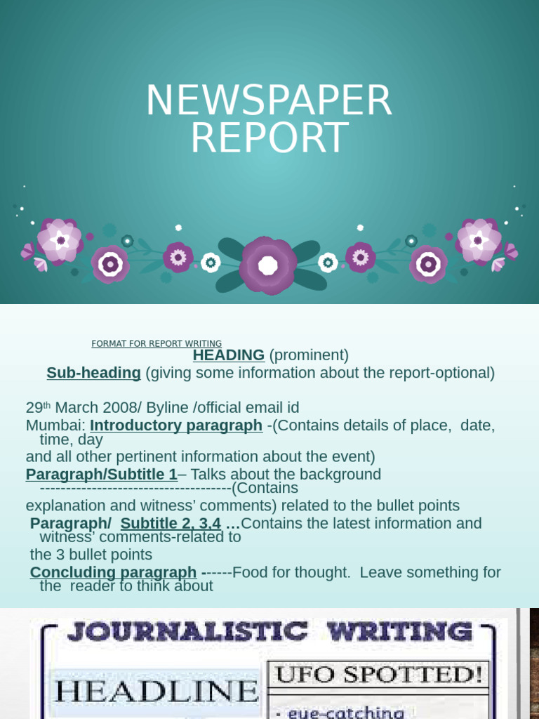Newspaper Report Writing Guide | PDF | Semantic Units | Human Communication