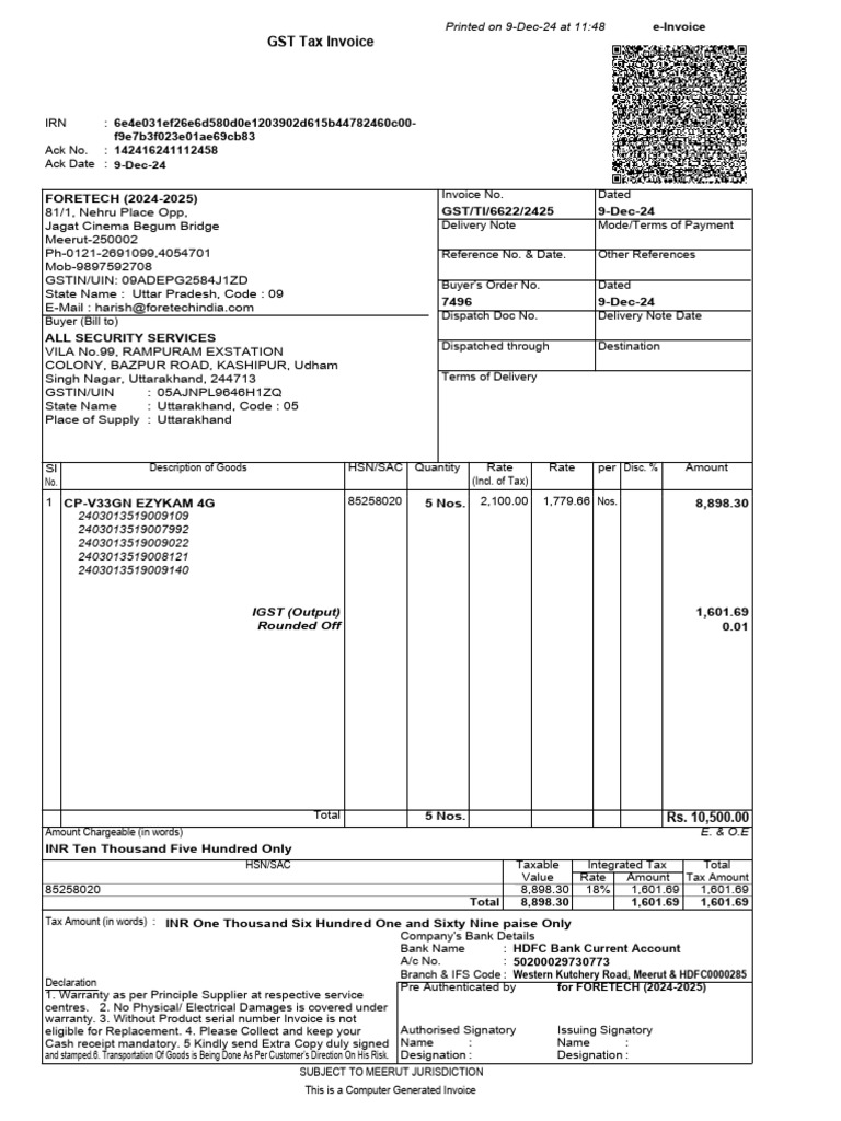 GST Invoice for FORETECH Services | PDF | Government Finances | Public ...