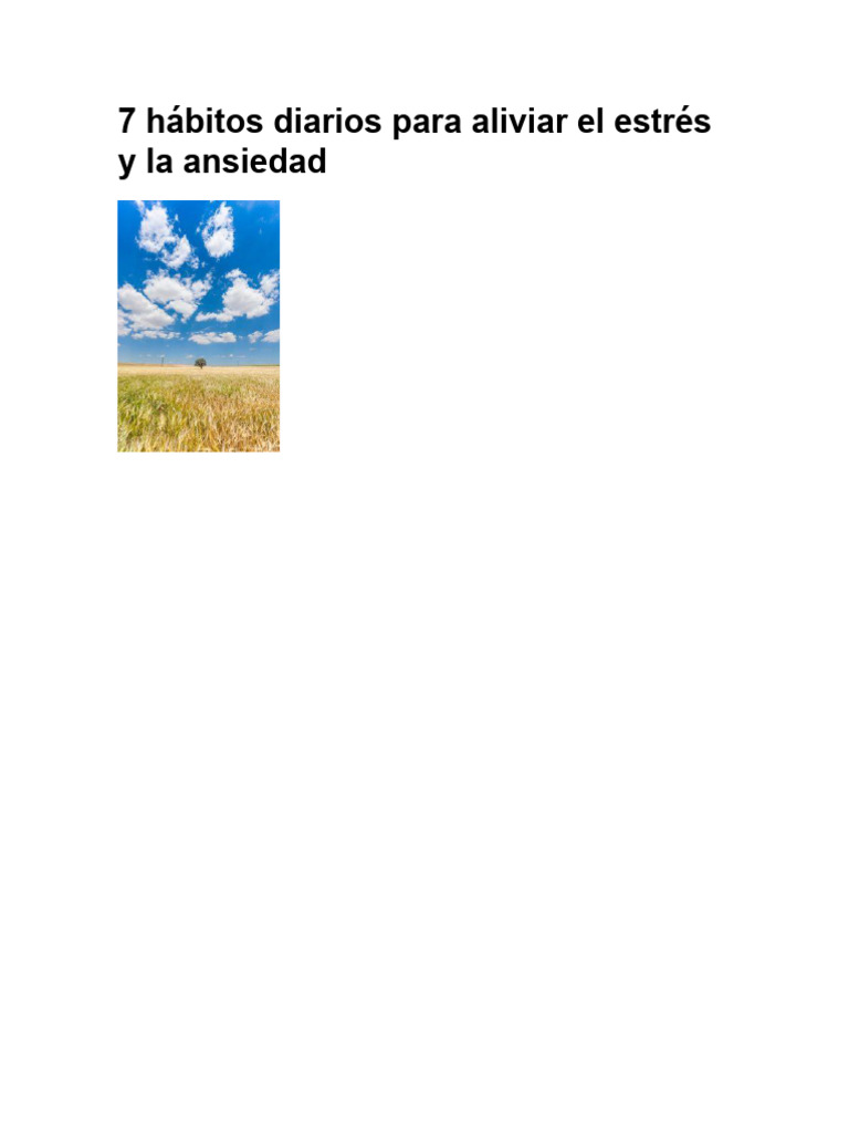 7 Hábitos Diarios para Aliviar El Estrés y La Ansiedad | PDF | Ansiedad ...
