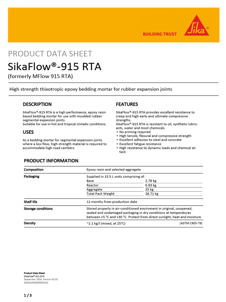 pds-sikaflow-915rta | PDF | Concrete | Epoxy