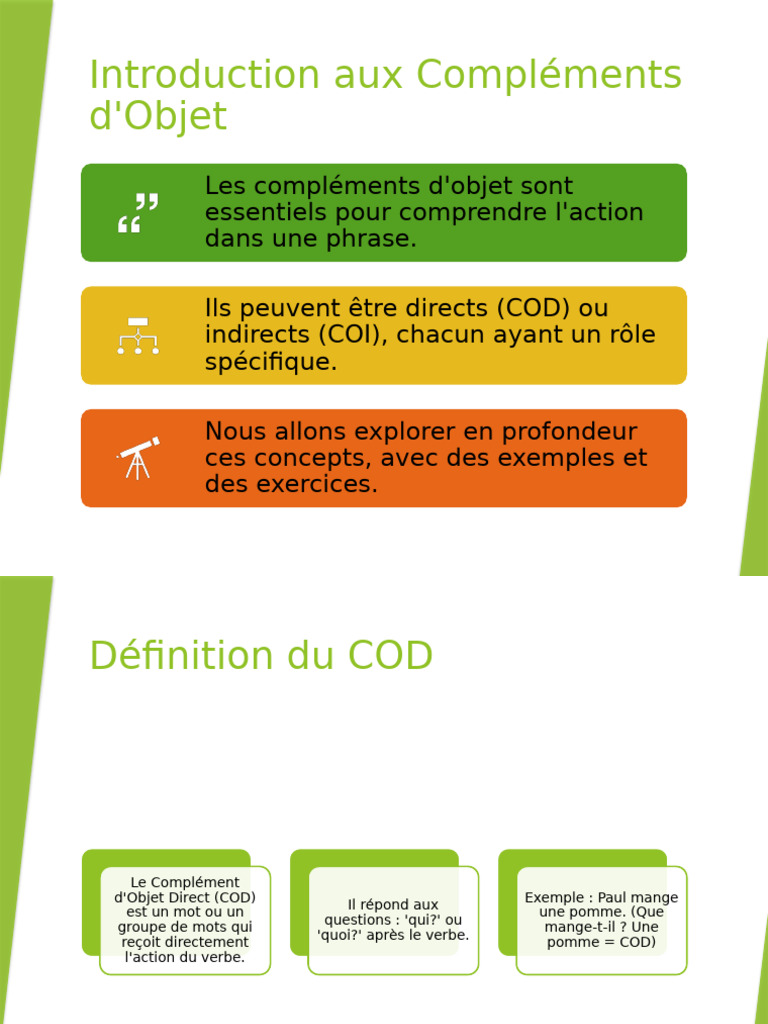 Comprendre COD et COI en français | PDF | Complément d'objet | Sciences ...