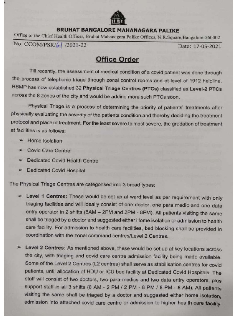 BBMP Order 17.05.21 | PDF