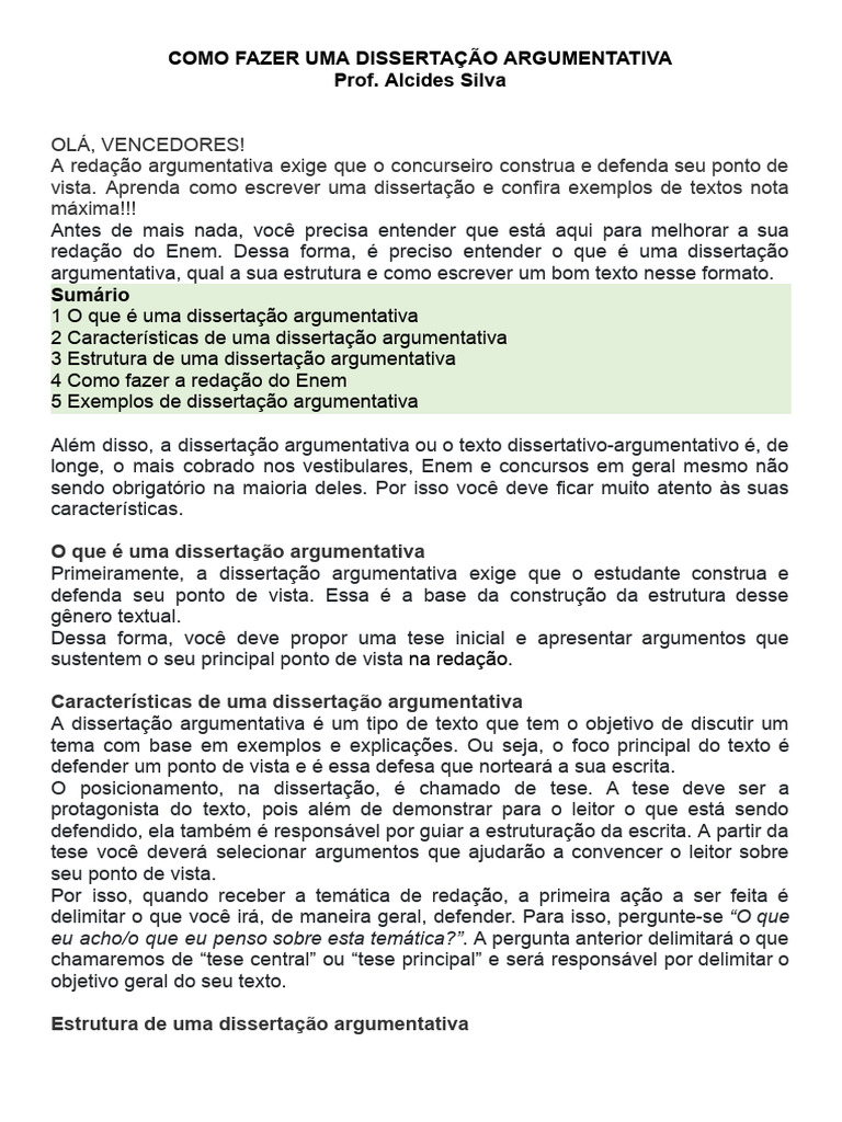 Guia Prático para Dissertação Argumentativa | PDF